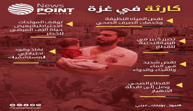 كارثة إنسانية في غزة انفوجرافيك نيوز بوينت عربي 